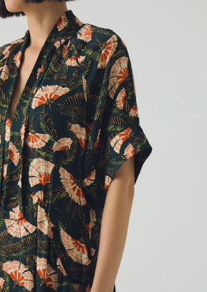 Bryn Dianthus Print Dress | Midnight Green
