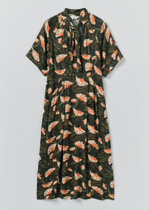 Bryn Dianthus Print Dress | Midnight Green