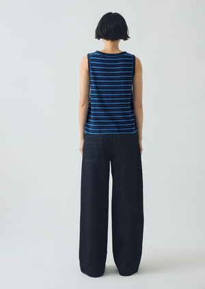 Stripe Cotton Tank Top | Navy/Celestial Blue
