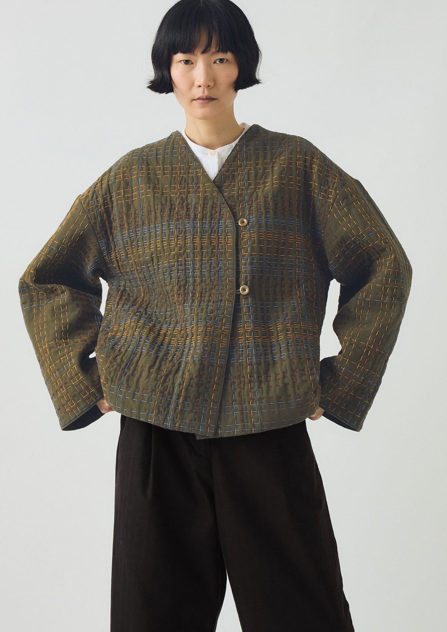 Kantha Tweed Cotton Jacket | Multi