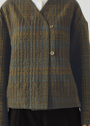 Kantha Tweed Cotton Jacket | Multi