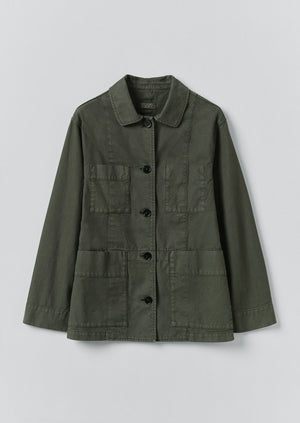 Cotton Canvas Workwear Jacket | Dark Olive