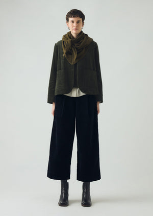 Round Collar Organic Cord Jacket | Pine