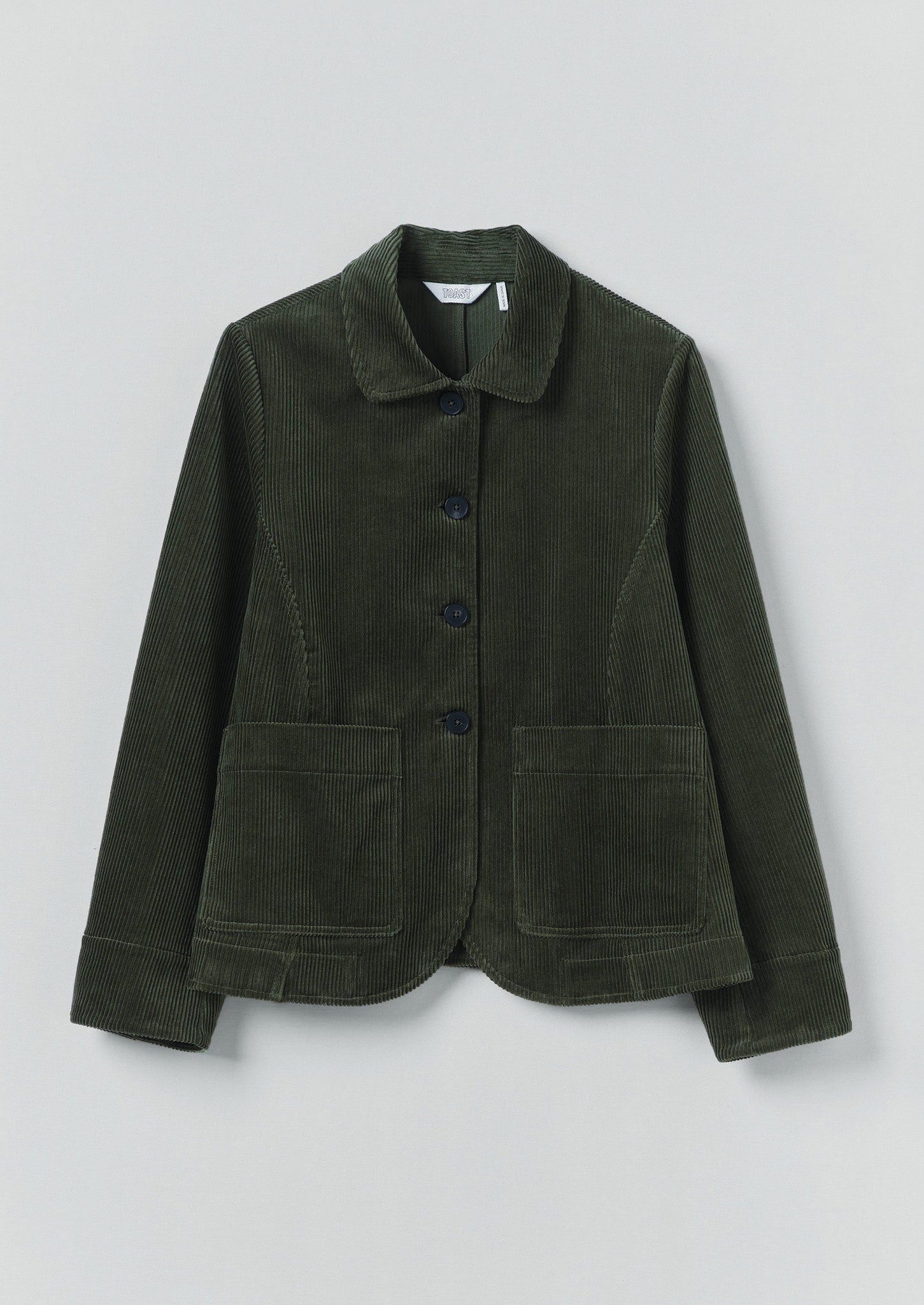 Round Collar Organic Cord Jacket | Pine