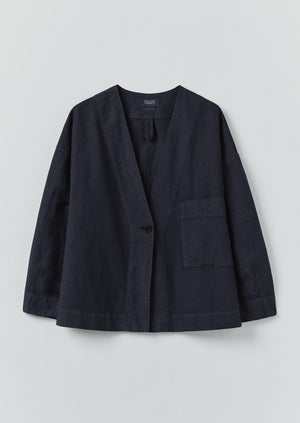 Cotton Linen Wrap Jacket | Anthracite