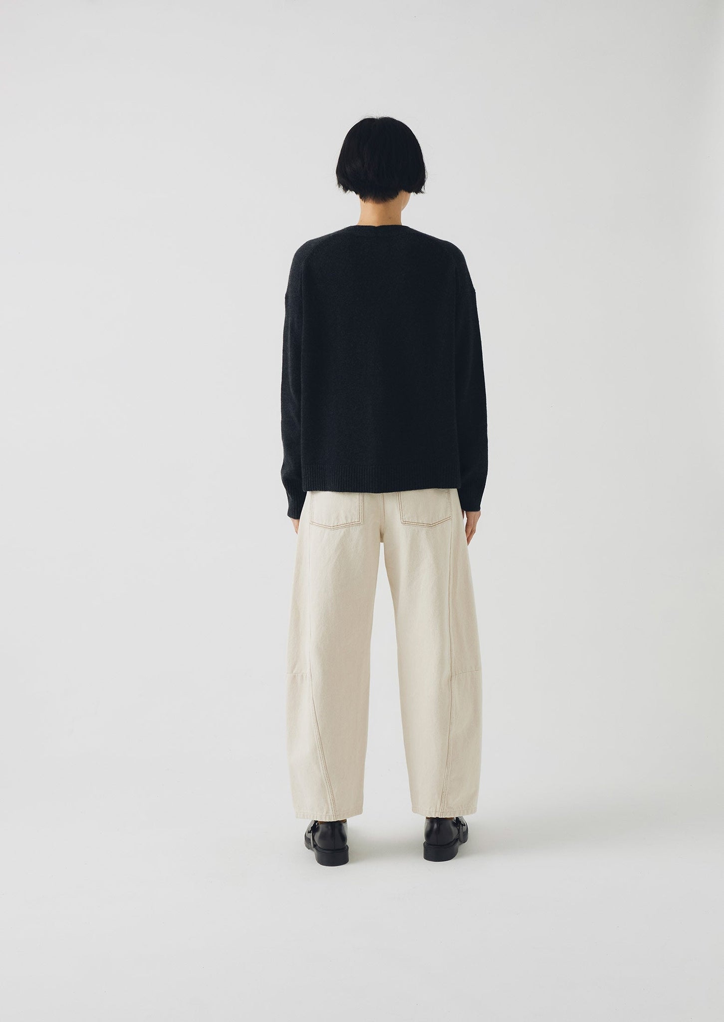 Ffion Wool Cashmere Boxy Cardigan | Charcoal