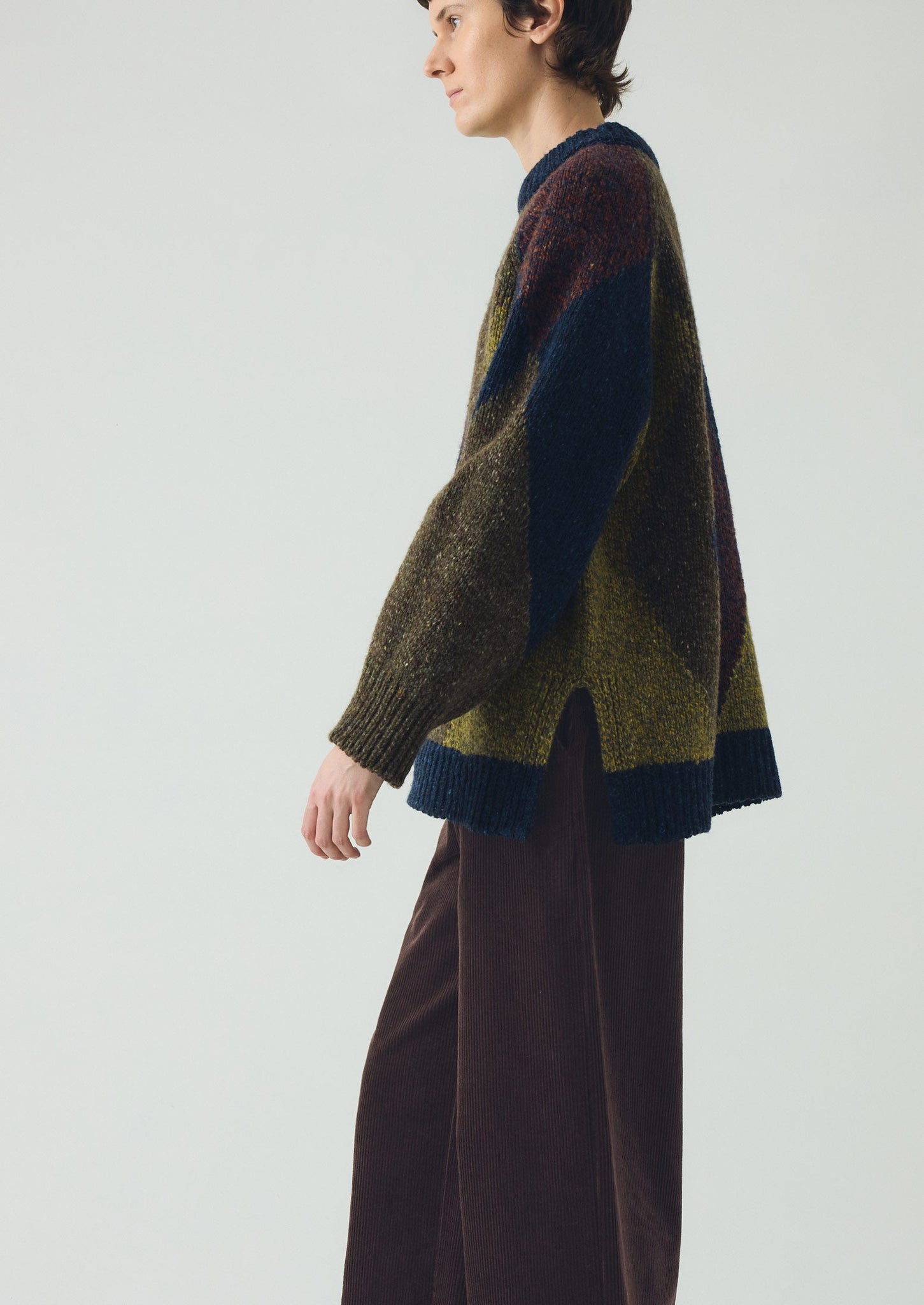 Marled Argyle Blocked Sweater | Olive Multi