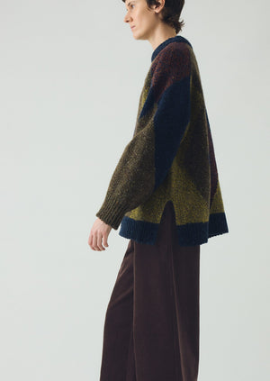 Marled Argyle Blocked Sweater | Olive Multi
