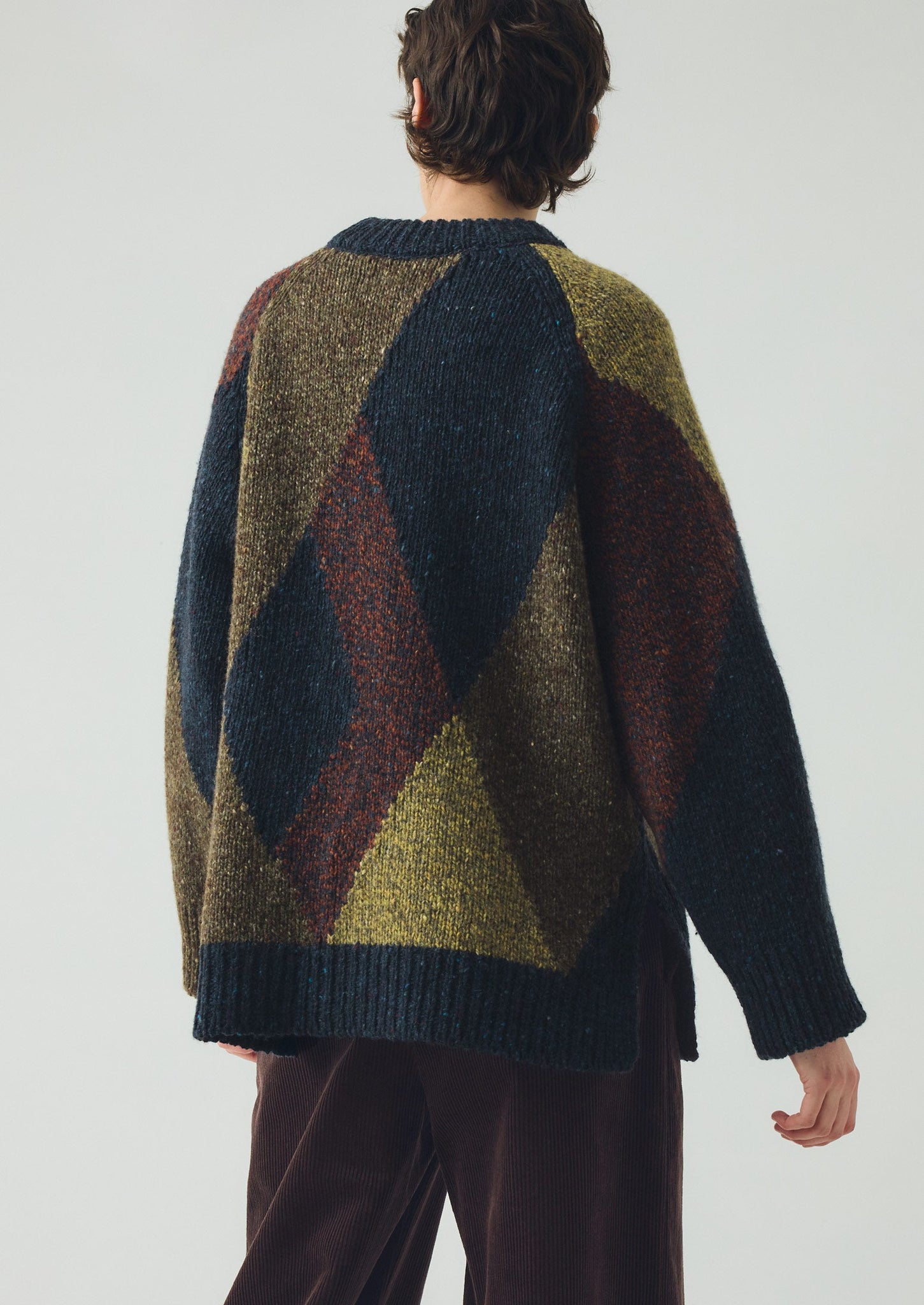 Marled Argyle Blocked Sweater | Olive Multi