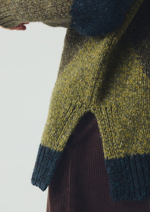 Marled Argyle Blocked Sweater | Olive Multi