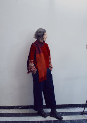 Hand Dyed High Neck Sweater | Claret Red