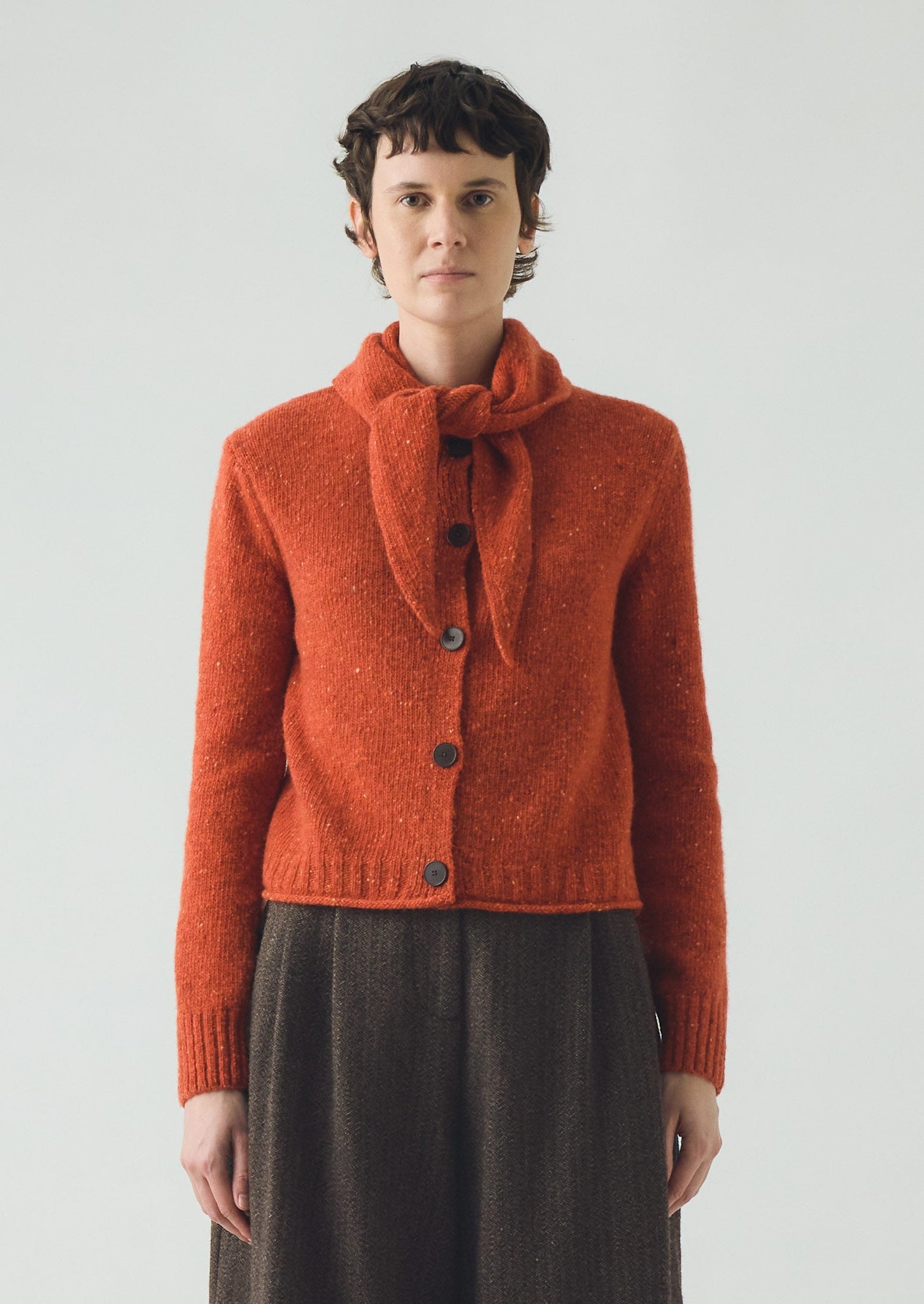 Donegal Merino Neckerchief Cardigan | Nasturtium