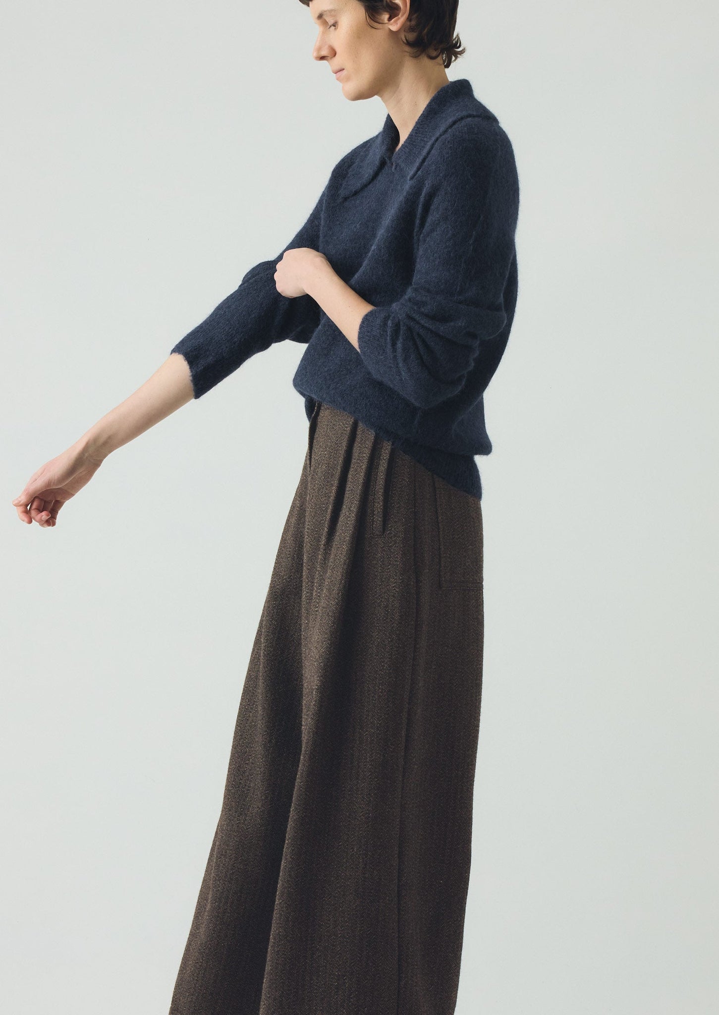 Alpaca Blend Collared Sweater | Ink Blue