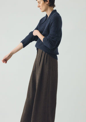 Alpaca Blend Collared Sweater | Ink Blue