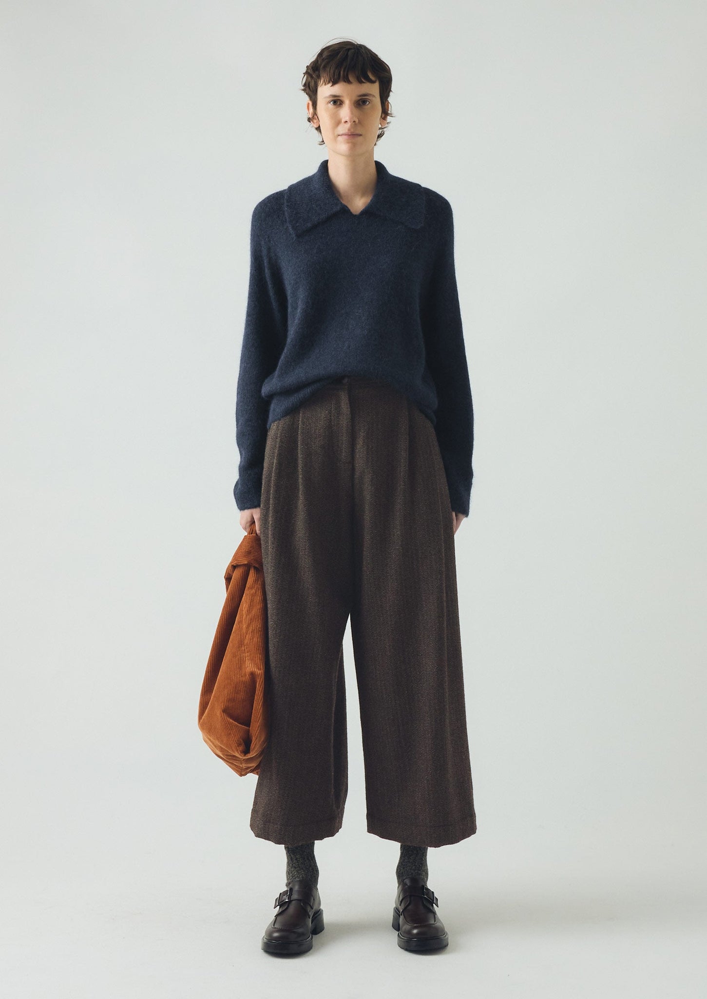 Alpaca Blend Collared Sweater | Ink Blue