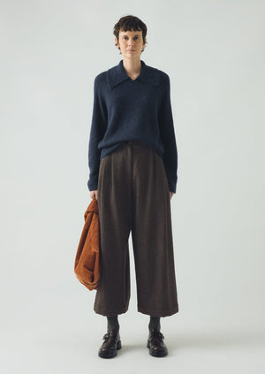Alpaca Blend Collared Sweater | Ink Blue