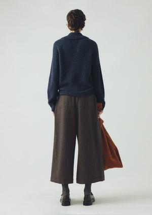 Alpaca Blend Collared Sweater | Ink Blue