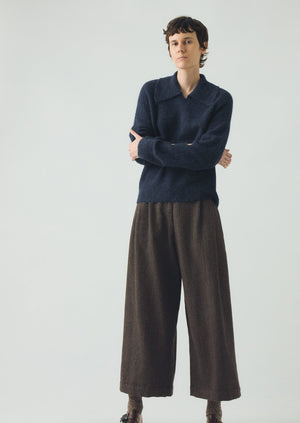 Alpaca Blend Collared Sweater | Ink Blue