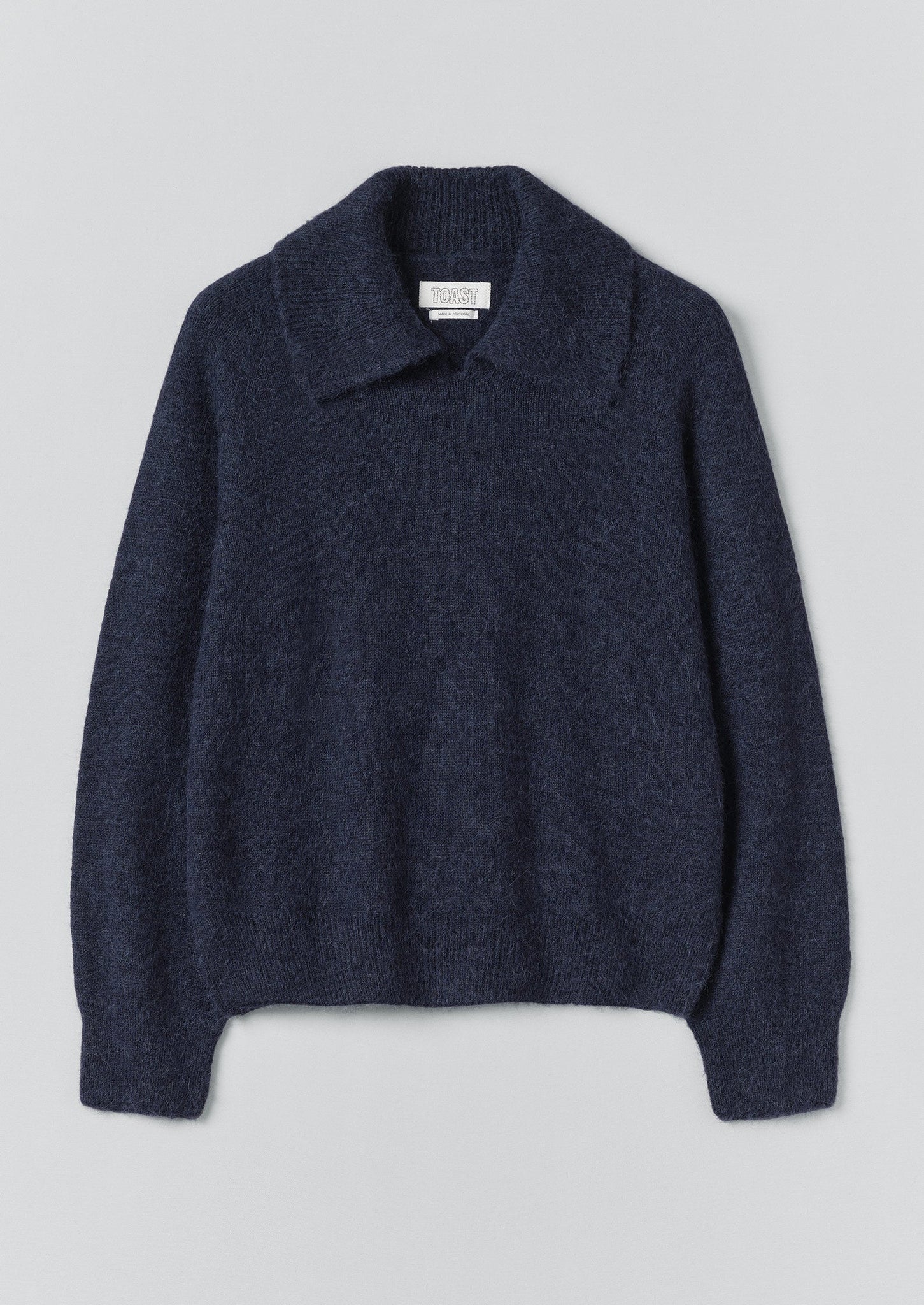 Alpaca Blend Collared Sweater | Ink Blue