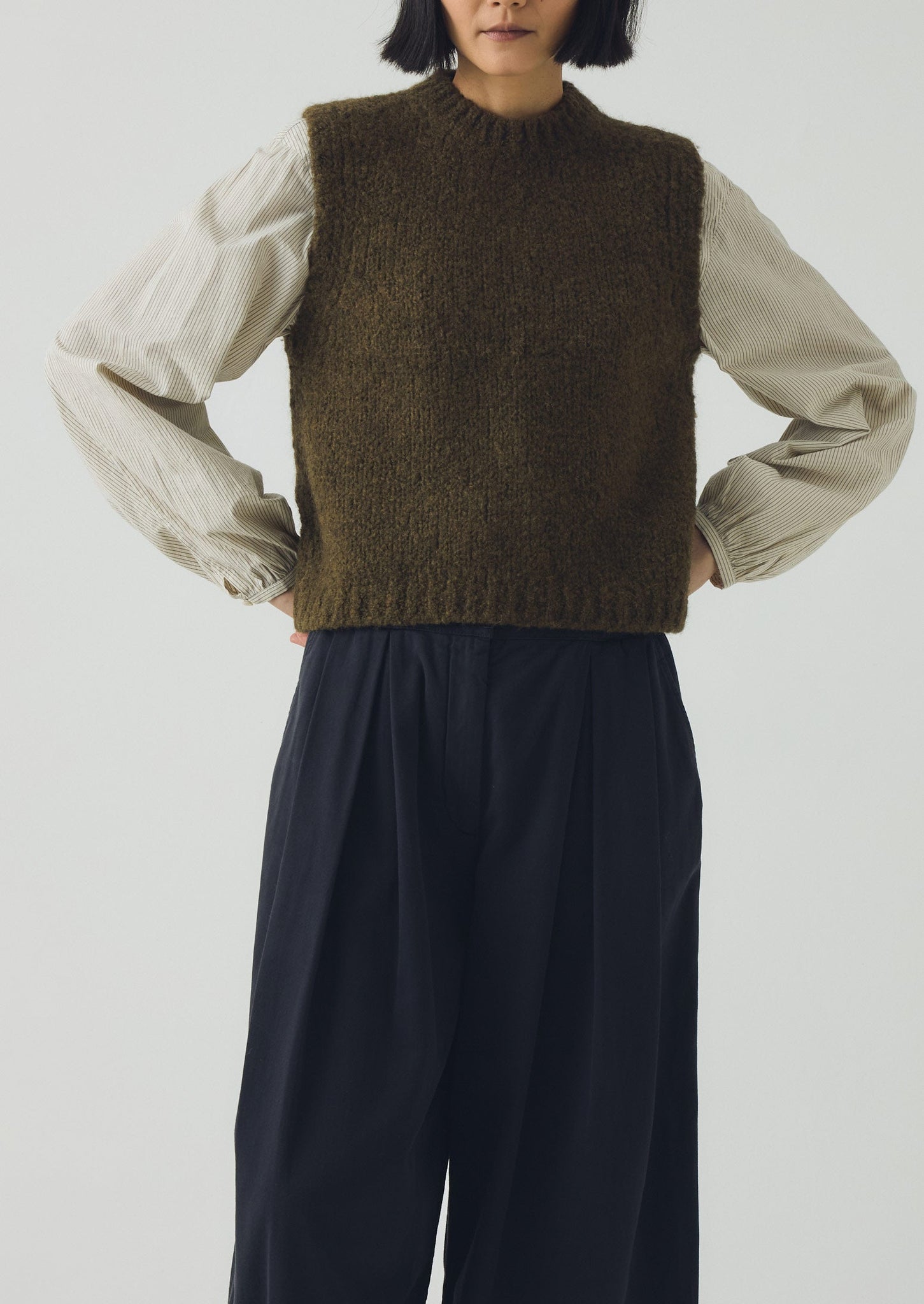 Wool Alpaca Boucle Tank | Rich Olive