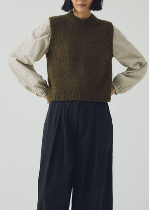 Wool Alpaca Boucle Tank | Rich Olive