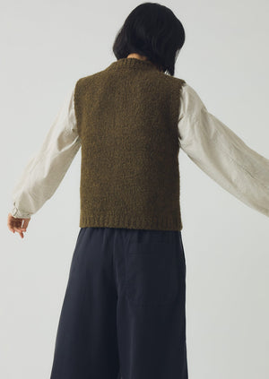 Wool Alpaca Boucle Tank | Rich Olive