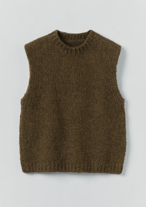 Wool Alpaca Boucle Tank | Rich Olive