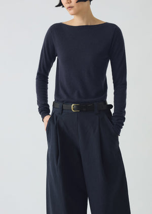 Fine Wool Cashmere Sweater | Dark Navy
