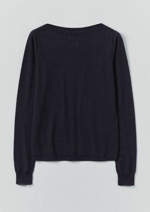 Fine Wool Cashmere Sweater | Dark Navy