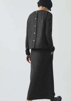 Boiled Wool Twill Wrap Skirt | Charcoal