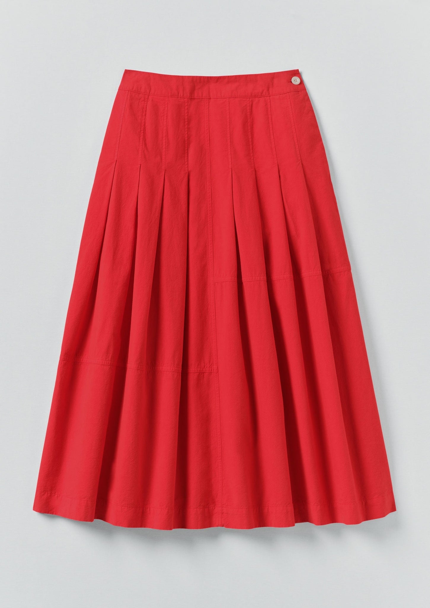 Pleated Panelled Cotton Linen Poplin Skirt | Cardinal Red