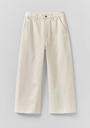 Relaxed Wide Leg Denim Trousers | Ecru
