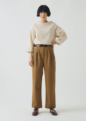 Cotton Pleat Front Trousers | Warm Sand