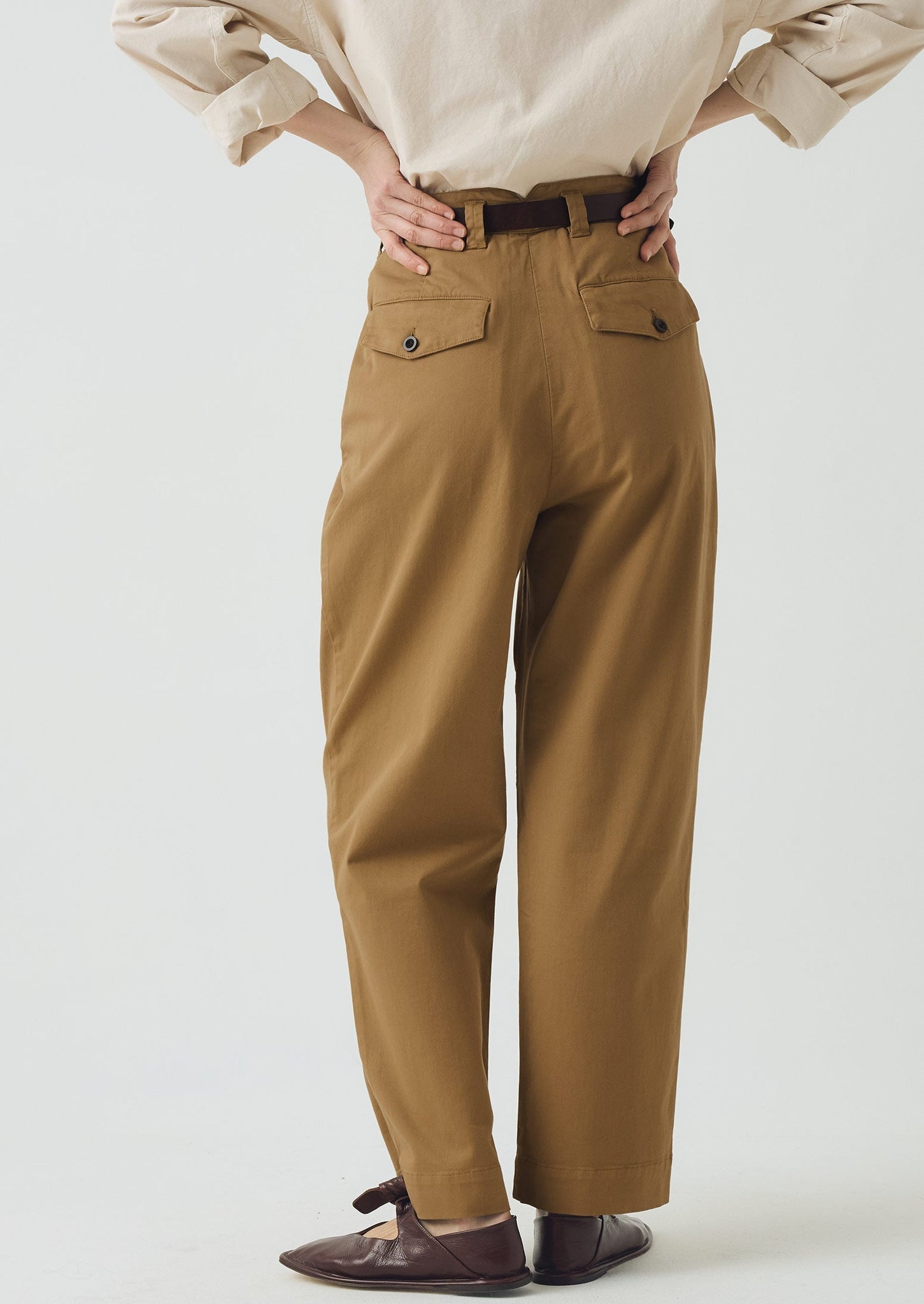 Cotton Pleat Front Trousers | Warm Sand
