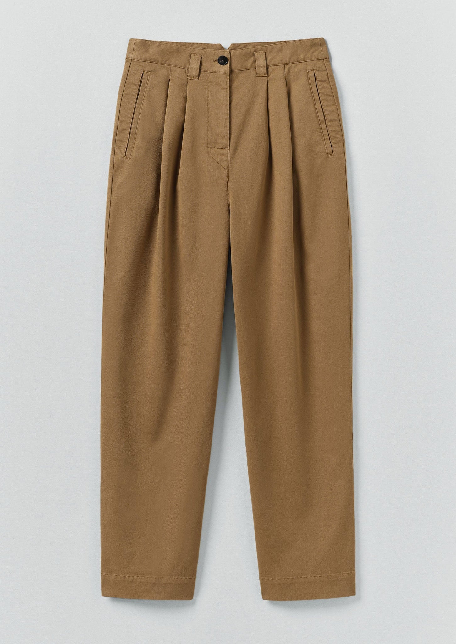 Cotton Pleat Front Trousers | Warm Sand