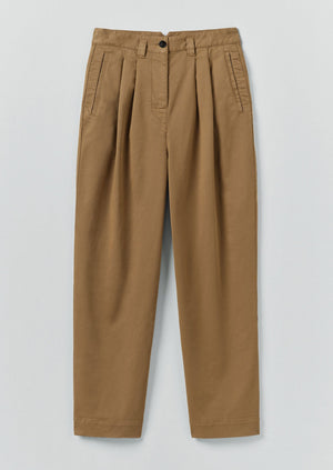 Cotton Pleat Front Trousers | Warm Sand