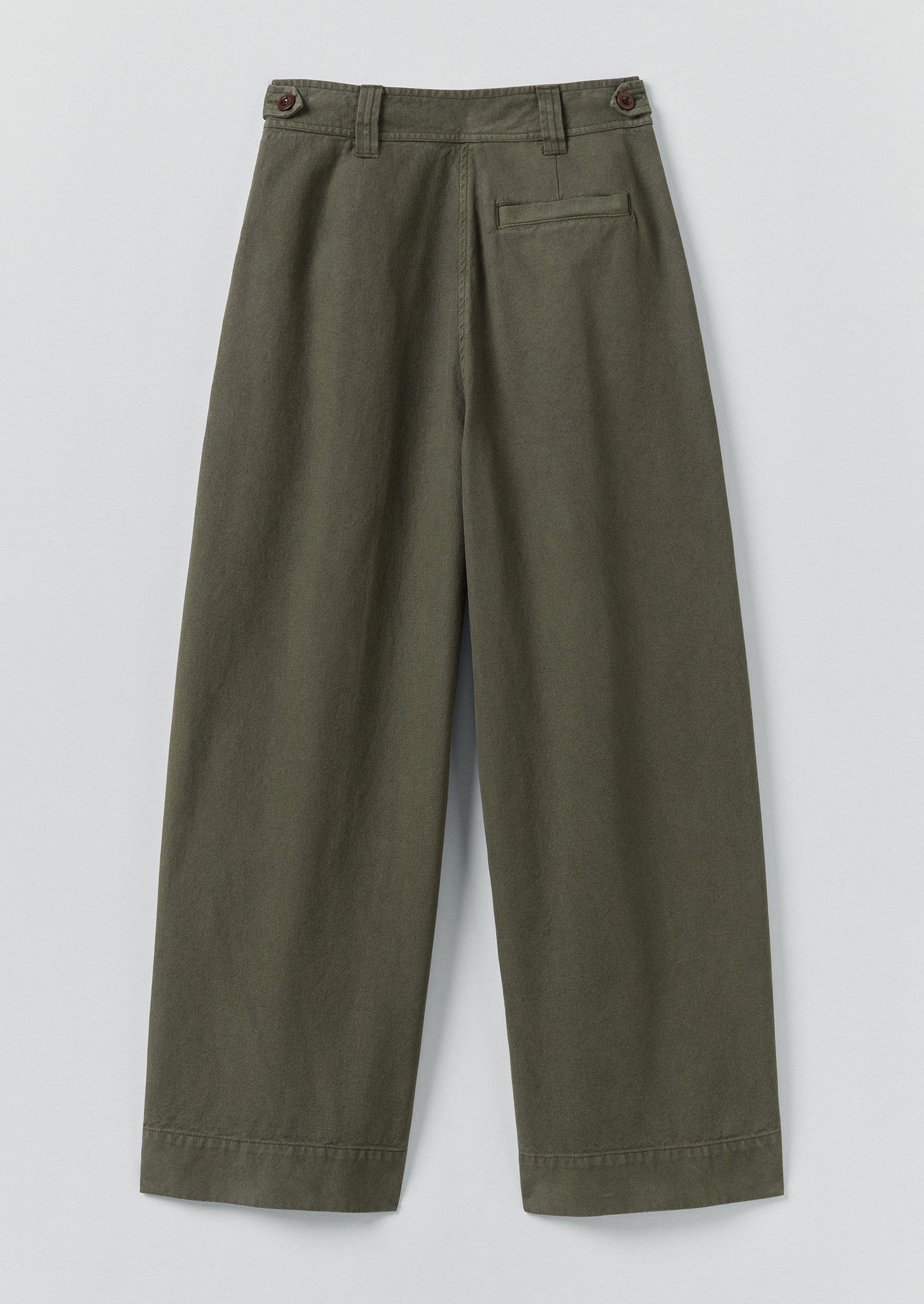 Cotton Canvas Pleat Front Trousers | Dark Olive