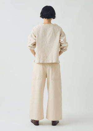 Cotton Linen Poplin Smock Top | Raw Linen