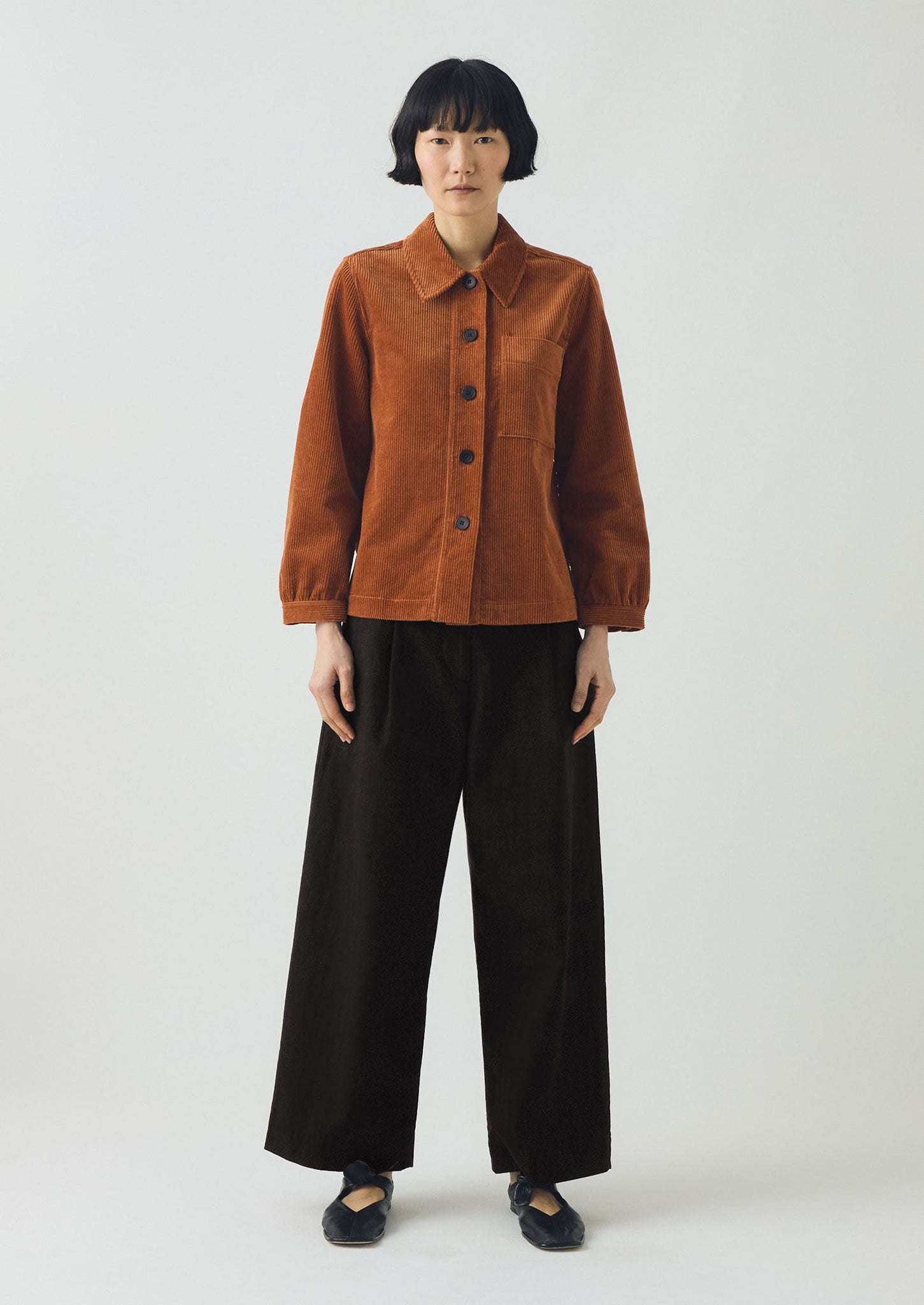 Baya Patch Pocket Organic Cord Shirt | Burnt Sienna