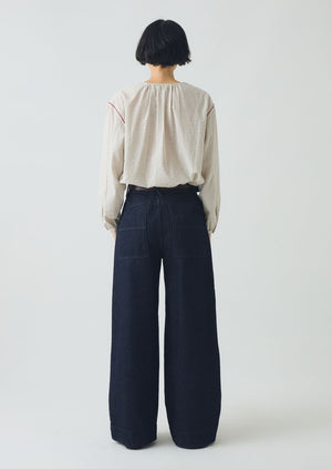 Wide Leg Denim Trousers | Indigo