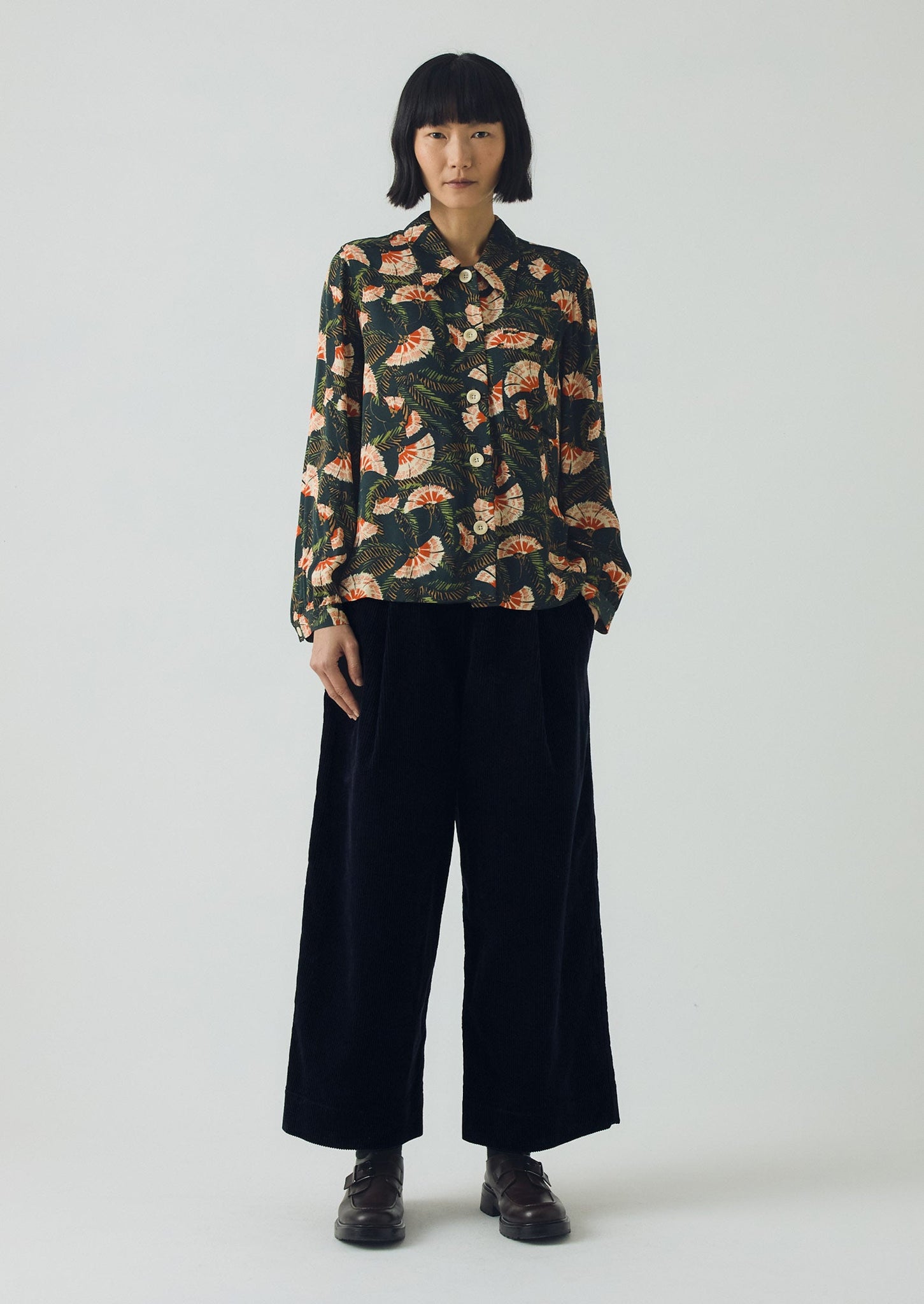 Baya Dianthus Print Shirt | Midnight Green