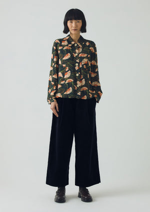 Baya Dianthus Print Shirt | Midnight Green
